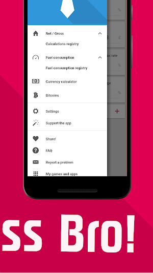 Business Bro! Tax calculator, currency & fuel cost Screenshot 1