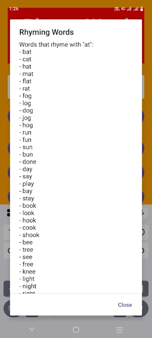 Rhyme Word Helper Screenshot 2