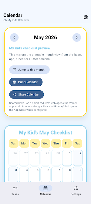 Oh My Kids Calendar Screenshot 1