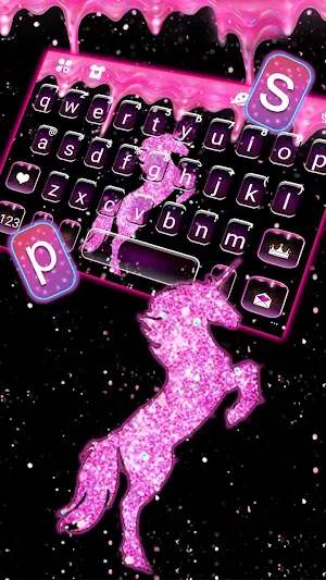 Pink Glitter Unicorn2 Keyboard Theme Screenshot 1