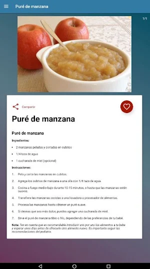 Comidas para Bebés Screenshot 1