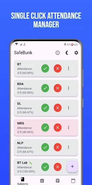 Safe Bunk - Attendance Manager Screenshot 0