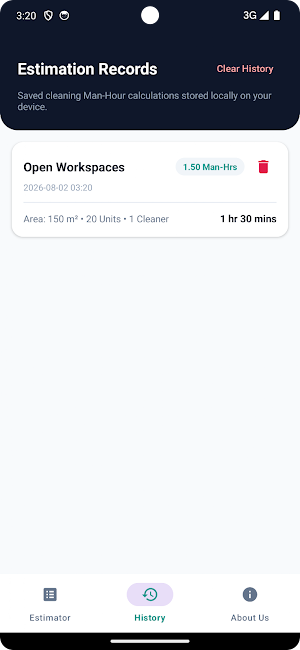 Cleaning Time Estimator Screenshot 3
