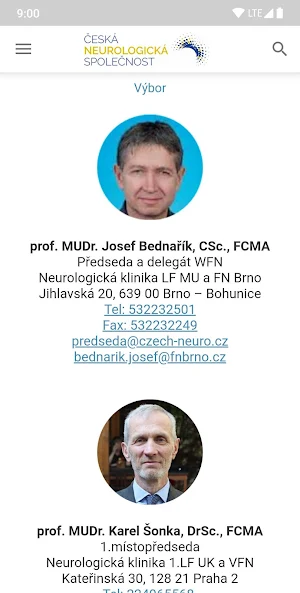 Česká neurologická společnost Screenshot 2
