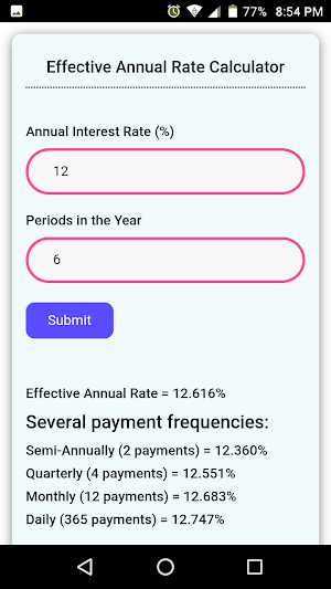 Effective Annual Rate Calculator Screenshot 2