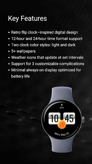 Flip Clock Digital Watch Face Screenshot 1