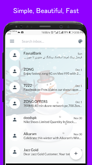 Snow man SMS Dual Theme Screenshot 3