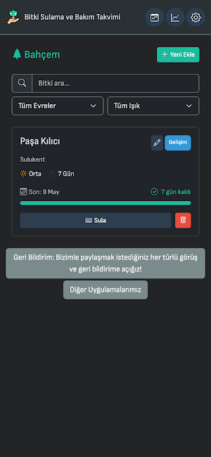 Bitki Sulama ve Bakım Takvimi Screenshot 0