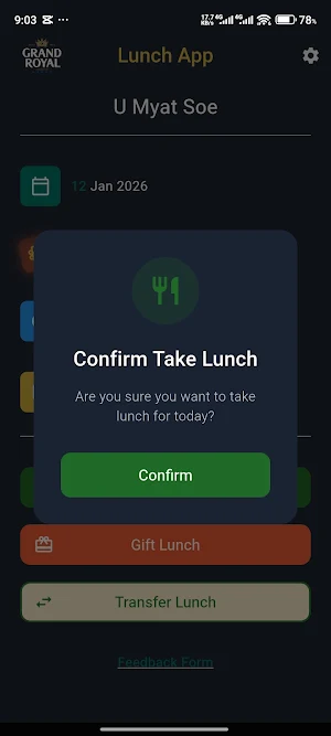 GRG Lunch App Screenshot 2