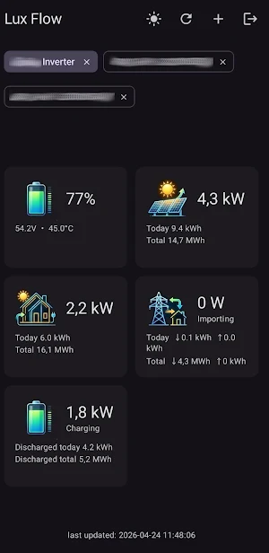 Solar Power Monitor : LuxFlow Screenshot 2