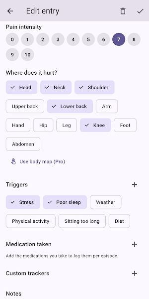 Pain Diary: Body Tracker Screenshot 1