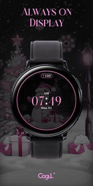 Pink Pastel Snowman_Watchface Screenshot 3