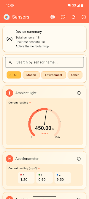 Device sensors Screenshot 3