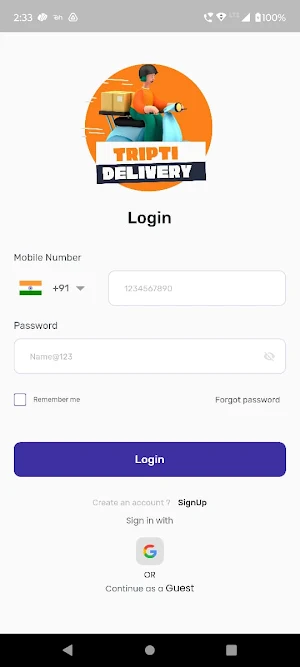 Tripti Fast Food Delivery App Screenshot 1