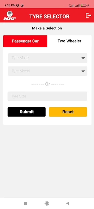 MRF Tyre Selector Screenshot 1