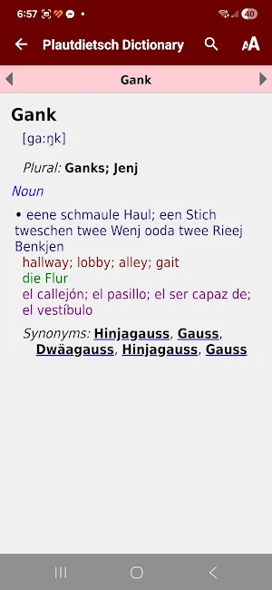 Plautdietsch Dictionary Screenshot 0