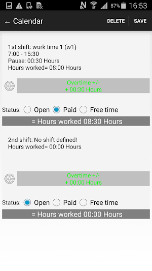 Worktimes - employee Screenshot 2