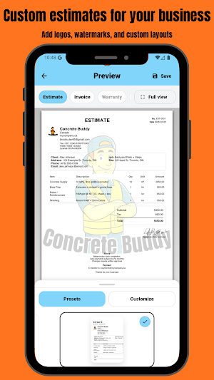 Concrete Buddy: Job Calculator Screenshot 3
