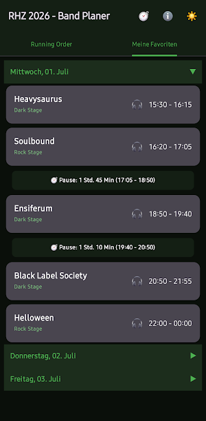 Rockharz 2026 - Band Planer Screenshot 2