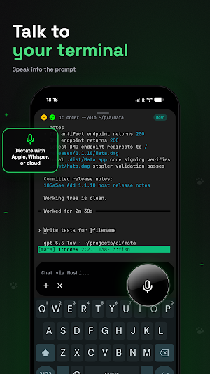 Moshi: SSH & MOSH Terminal Screenshot 1