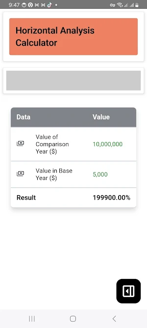 Horizontal Analysis Calculator Screenshot 3