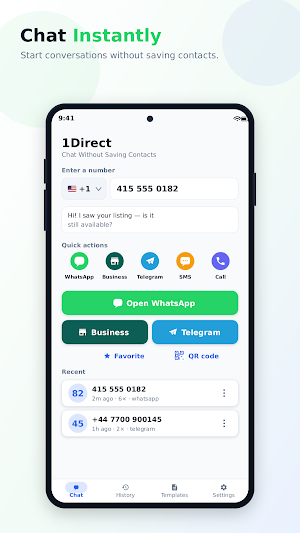 1Direct: Chat Without Saving Screenshot 0