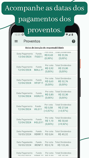 Controle de FII Screenshot 2