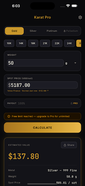 Karat Pro: Gold Calculator Screenshot 3