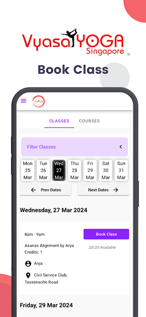 Vyasa Yoga Singapore Screenshot 0