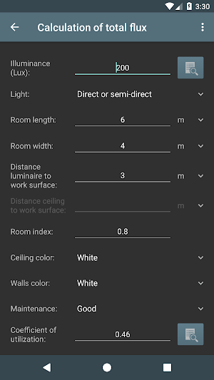 Lighting Calculations Screenshot 1