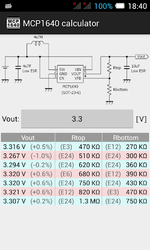 MCP1640 calculator Screenshot 0