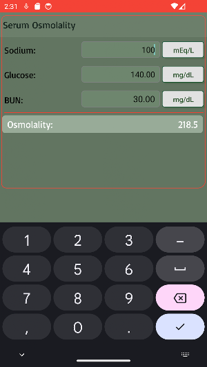 Osmolality Calculator Screenshot 3