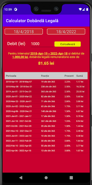 Romanian Interest Calculator Screenshot 1