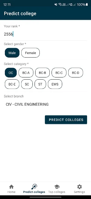 Telangana Engineering colleges Screenshot 1