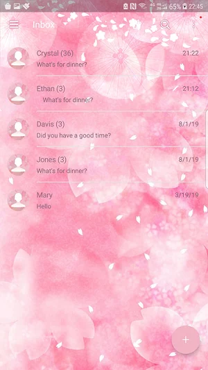 Sakura and wind chimes skin for Next SMS Screenshot 1