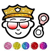 Police Coloring Book Glitter