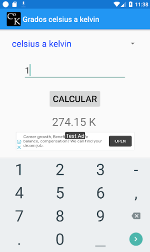 Grados celsius a kelvin Screenshot 1