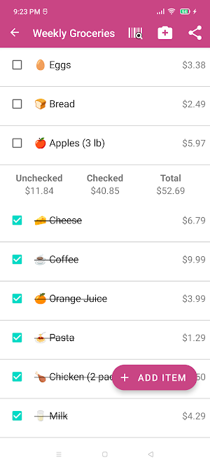 Grocery Shopping List Screenshot 0