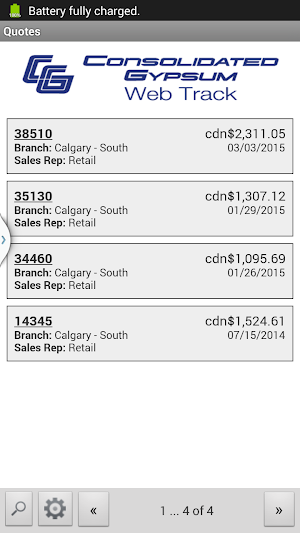 Consolidated Gypsum Web Track Screenshot 2