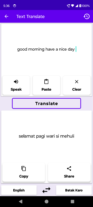 English Batak Karo Translator Screenshot 1