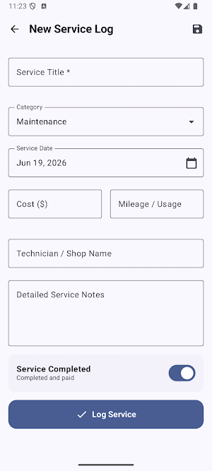 Service Journal Screenshot 2