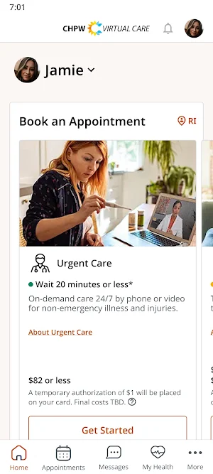 CHPW Virtual Care Screenshot 1
