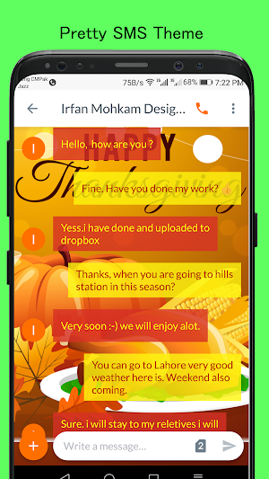 Thanksgiving SMS Dual Theme Screenshot 0