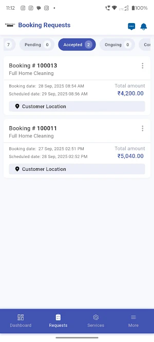 100Service Partner Screenshot 2