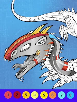 Dino Robot Coloring By Numbers Screenshot 1