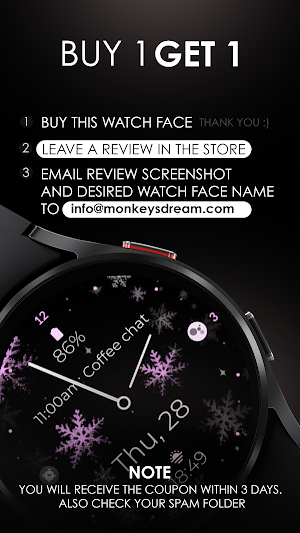 Snowflake pink watch face Screenshot 3