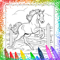 Horse & Unicorn Coloring Book