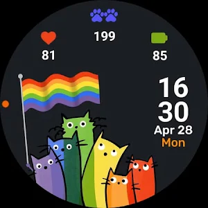 Pride Cats Animated Watch Face Screenshot 2