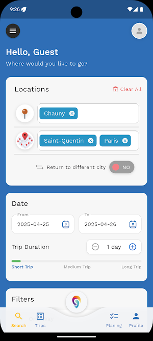 OuiTrips Screenshot 1