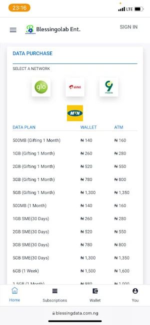 BlessingData Airtime, Electricity, Cable Payments Screenshot 1